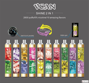 VCAN Shine 2 in 1-All Flavors 2600 Puffs